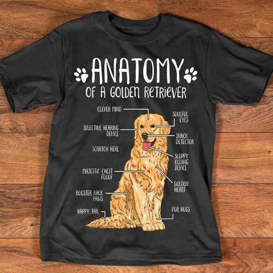 Funny Golden Retriever Anatomy Unique Dog Lovers Gift T-Shirt. Summer Cotton O-Neck Short Sleeve Mens T Shirt New S-3XL