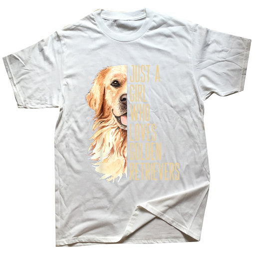 Cute Golden Retriever Just A Girl Who Loves Goldens T Shirt Graphic Cotton Streetwear Short Sleeve Birthday Gifts Summer T-shirt